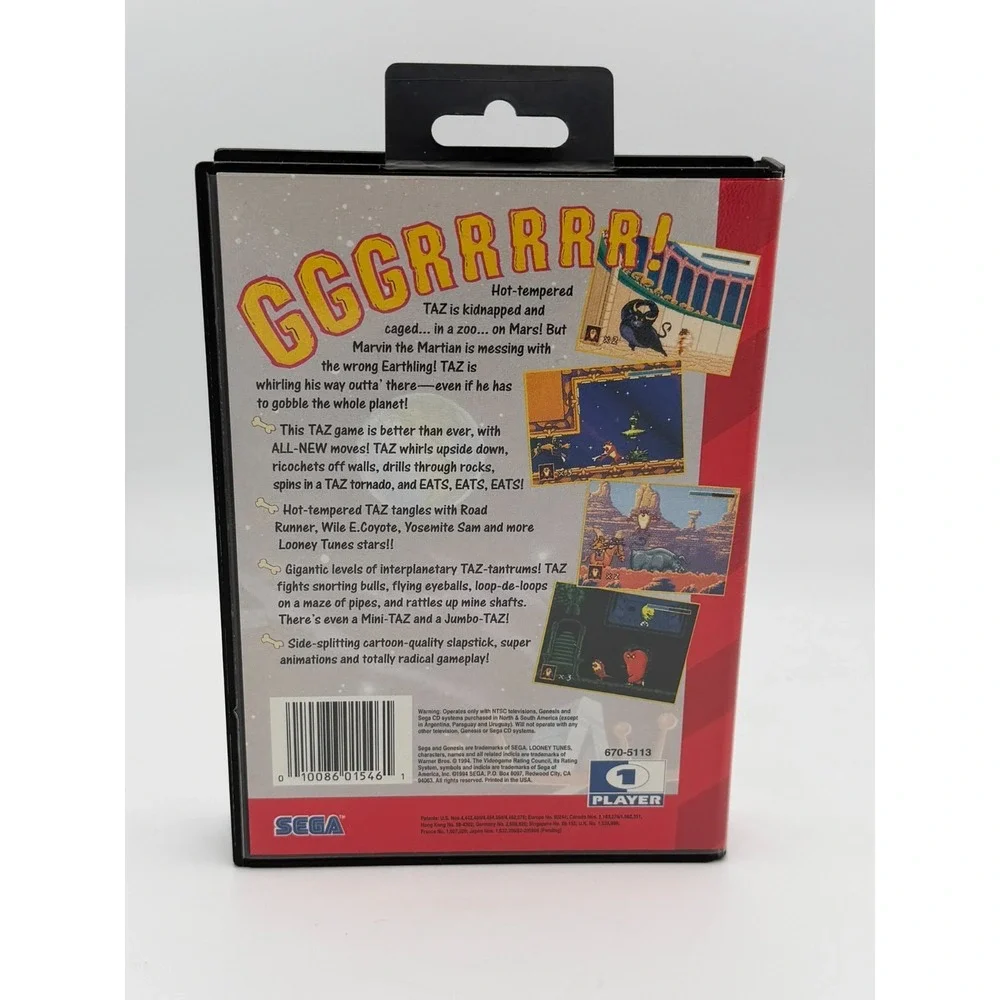 Taz in Escape from Mars Sega Genesis CIB Case Manual Cart Tested Working